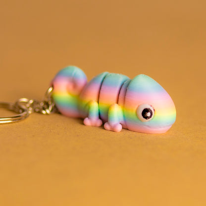 Rainbow chameleon keychain