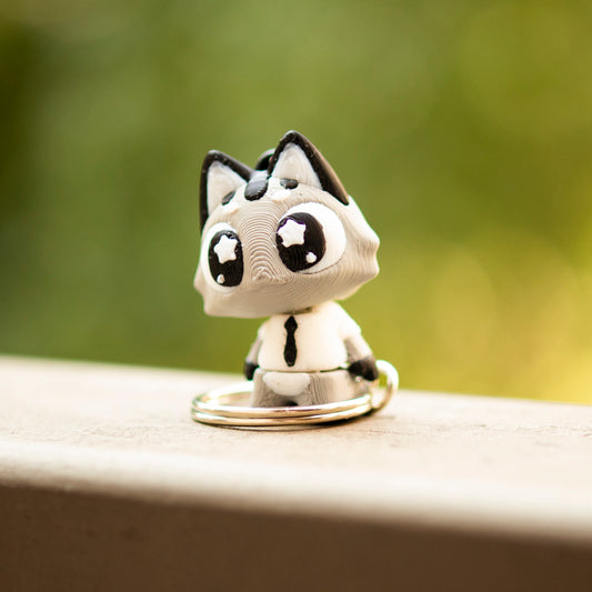 Kawaii kitty keychain - boy with tie