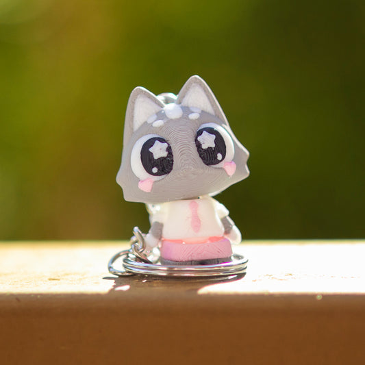 Kawaii kitty keychain - girl with tie